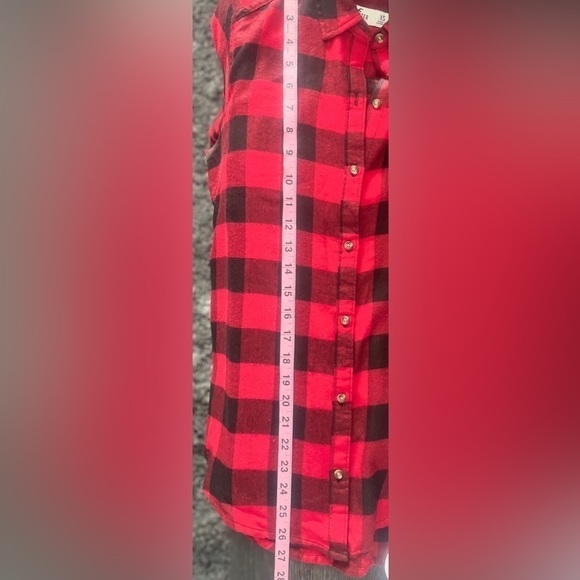 Hollister Shirt Womens XS Red Black Plaid Button Down Lumberjack Cabin - Picture 6 of 7